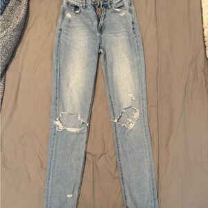 Women's Light Blue Distressed Jeans
